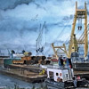 aquarel Dick Carlier: SmitTak Rotterdam