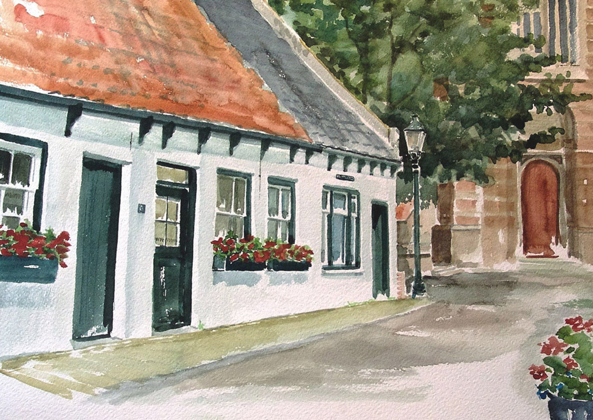 aquarel Dick Carlier: Goedereede