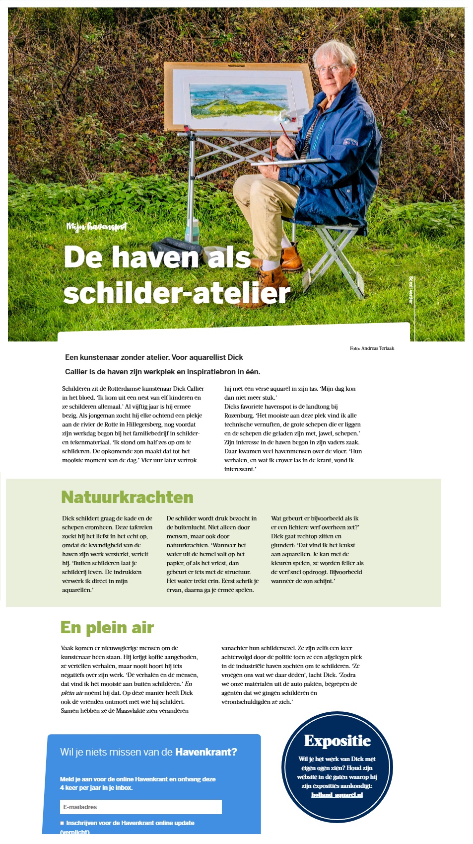 artikel over Dick Carlier in de Havenkrant van Portof Rotterdam