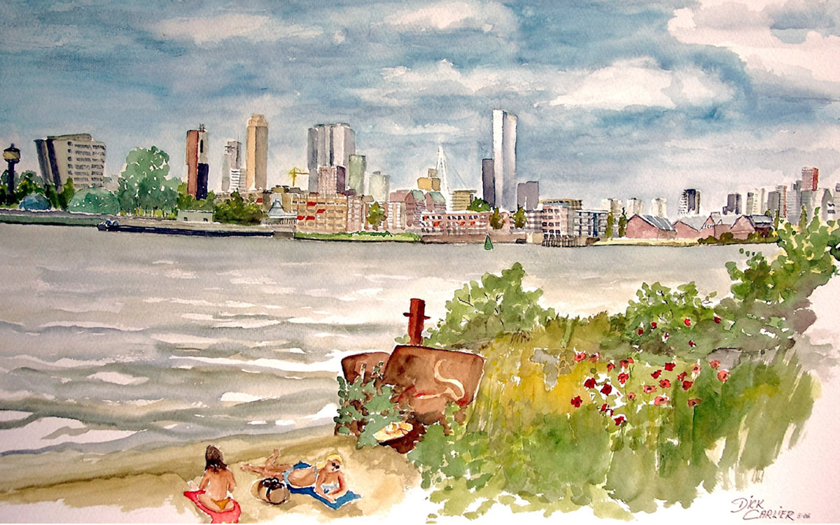 aquarel Dick Carlier: de Esch