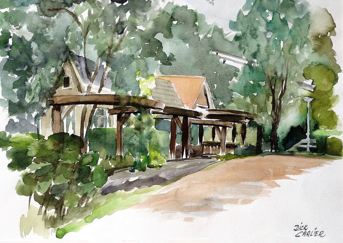 aquarel Dick Carlier: Oud Verlaat Rotterdam