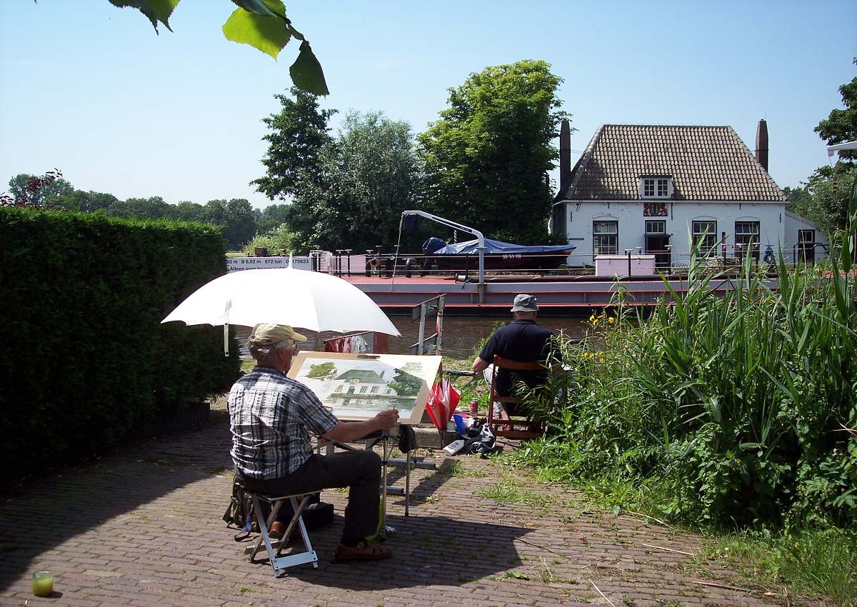 Dick Carlier bij Oude Veerhuis aan Schie