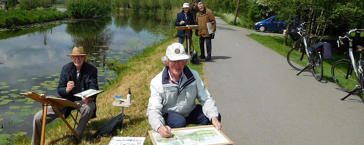 Dick Carlier aan het schilderen